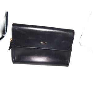 Radley London Black Leather Clutch Handbag Can be Worn As Belt Bag